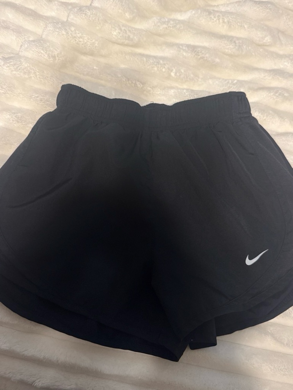 Nike Women's Black Athletic Shorts with White Swoosh